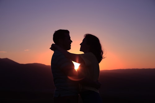 Sunset walk couple
